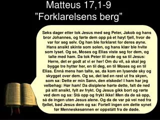 matteus 17 1 9 forklarelsens berg