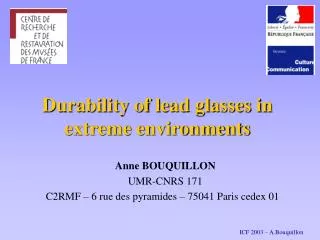 Durability of lead glasses in extreme environments