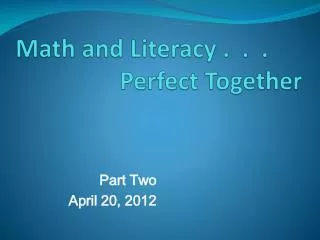 Math and Literacy . . . Perfect Together