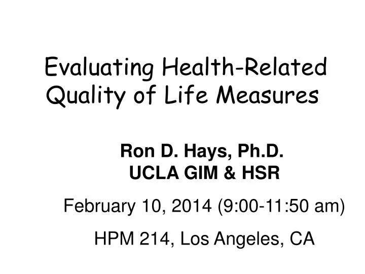evaluating health related quality of life measures
