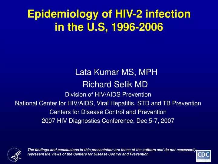 epidemiology of hiv 2 infection in the u s 1996 2006