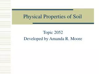 Physical Properties of Soil