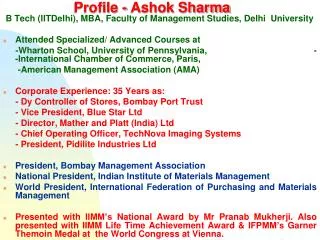 Profile - Ashok Sharma