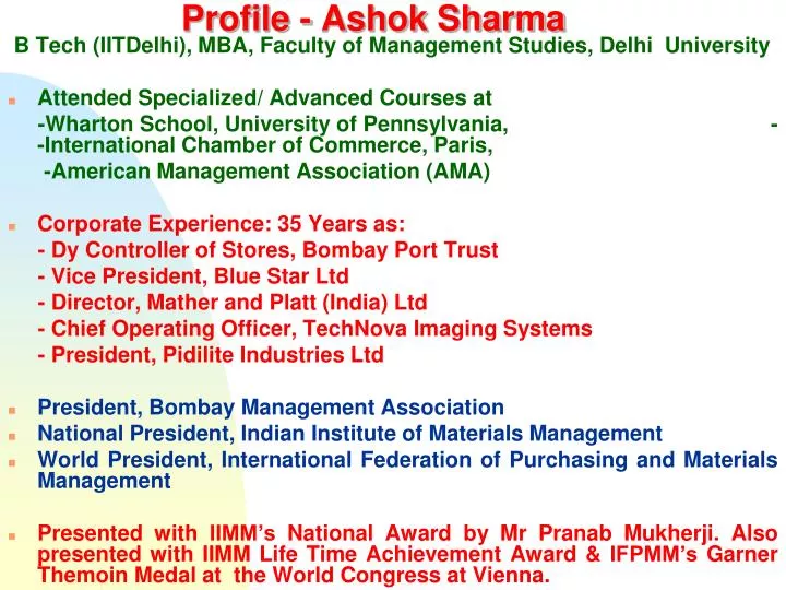 profile ashok sharma