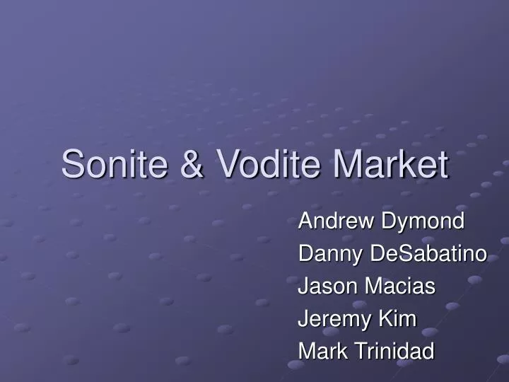 sonite vodite market