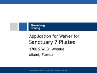Application for Waiver for Sanctuary 7 Pilates