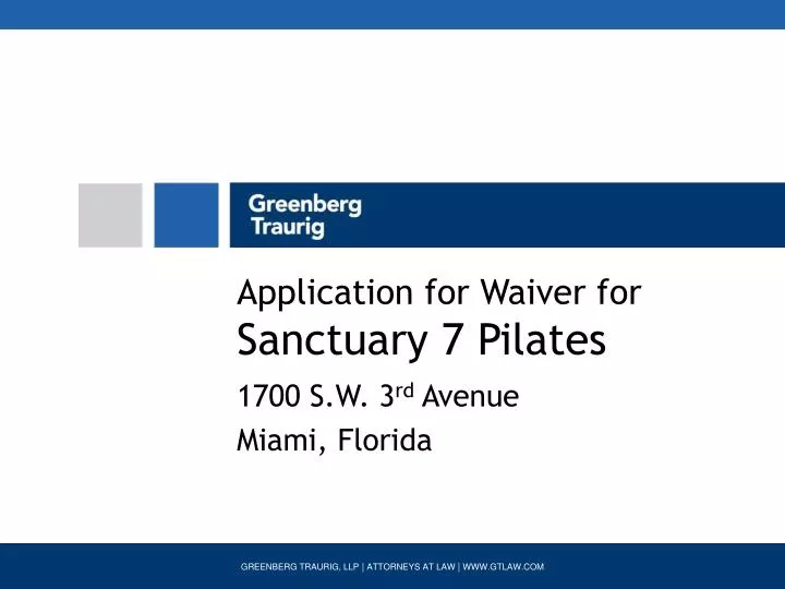 application for waiver for sanctuary 7 pilates