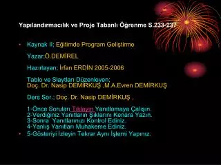yap land rmac l k ve proje tabanl renme s 233 237