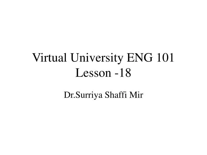 virtual university eng 101 lesson 18