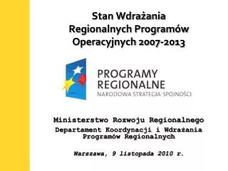 stan wdra ania regionalnych program w operacyjnych 2007 2013
