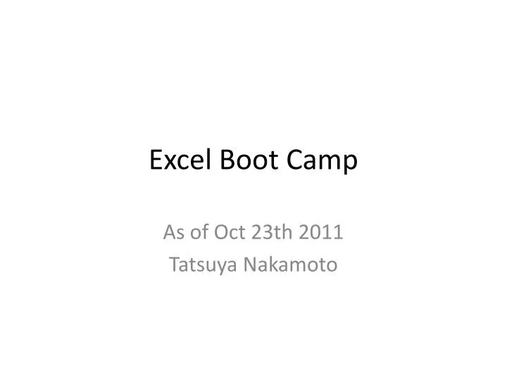 excel boot camp