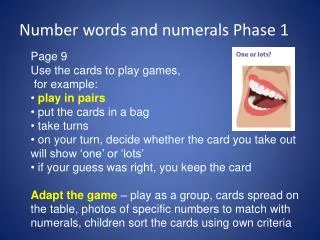 Number words and numerals Phase 1