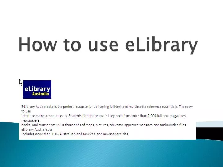 how to use elibrary