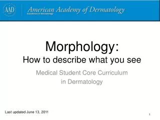 Morphology: How to describe what you see