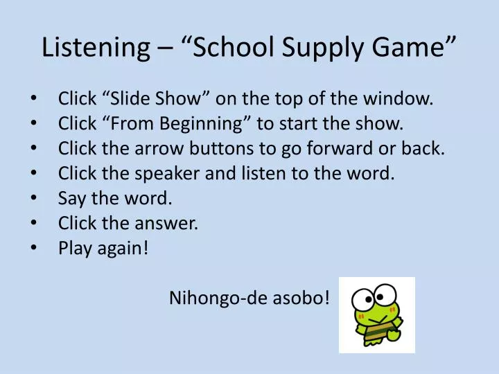 listening school supply game