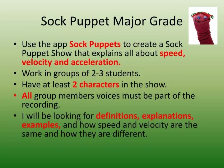 sock puppet major grade
