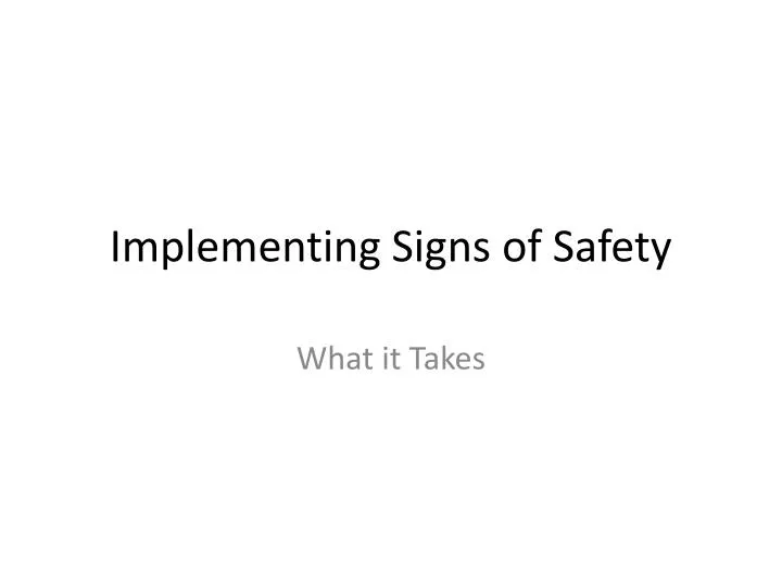 implementing signs of safety