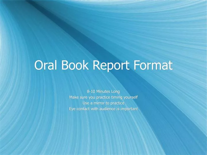 oral book report format