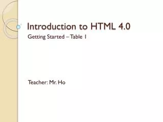 Introduction to HTML 4.0