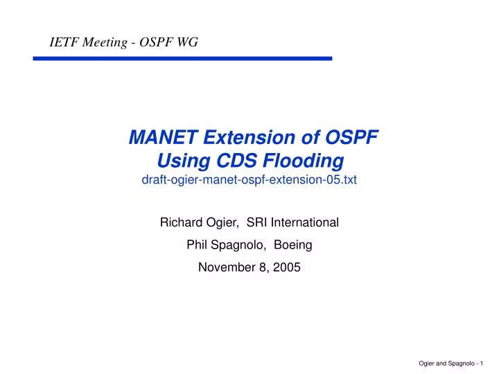 manet extension of ospf using cds flooding draft ogier manet ospf extension 05 txt