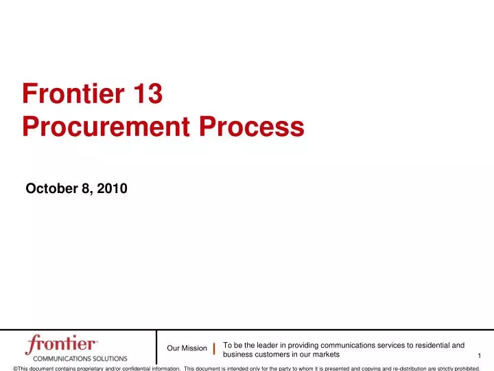frontier 13 procurement process