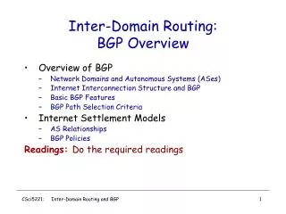 Inter-Domain Routing: BGP Overview
