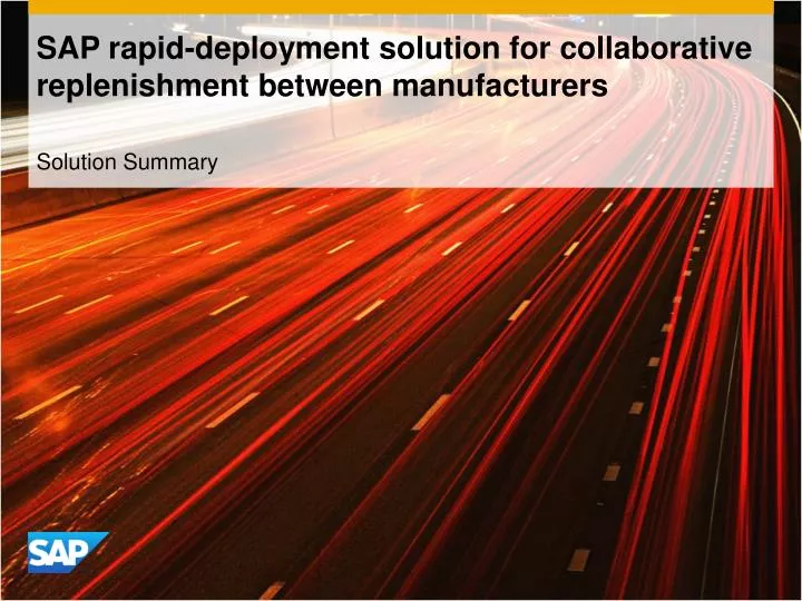 sap rapid deployment solution for collaborative replenishment between manufacturers