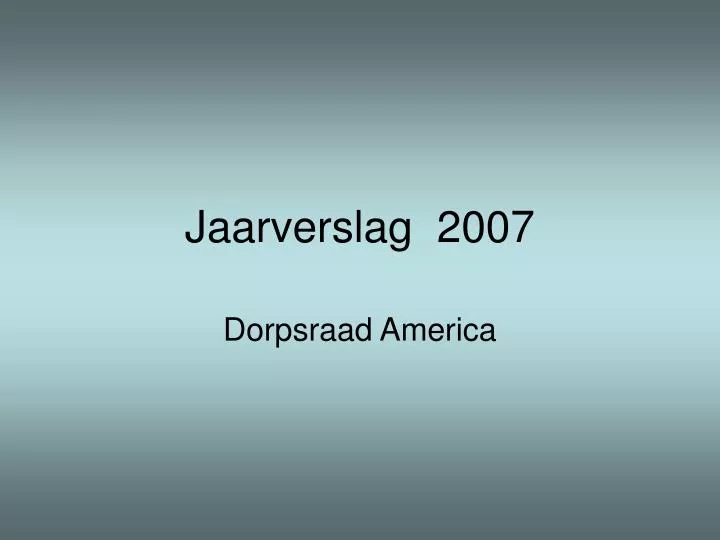 jaarverslag 2007