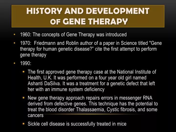 history and development of gene therapy