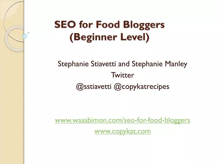 seo for food bloggers beginner level
