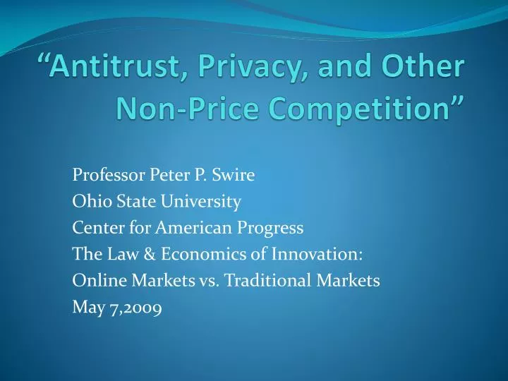 antitrust privacy and other non price competition