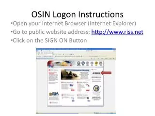 OSIN Logon Instructions