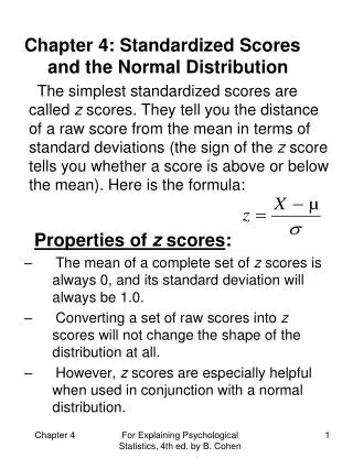 Chapter 4: Standardized Scores and the Normal Distribution