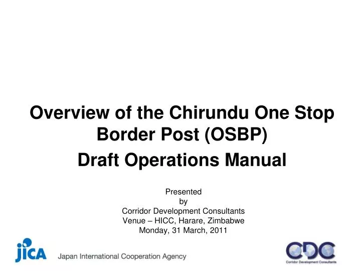 overview of the chirundu one stop border post osbp draft operations manual