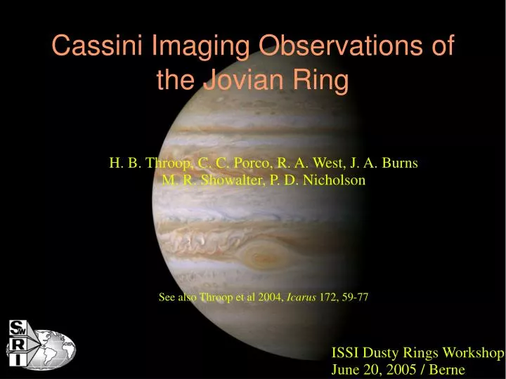 cassini imaging observations of the jovian ring