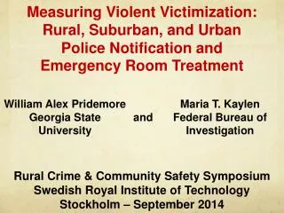 Rural Crime &amp; Community Safety Symposium Swedish Royal Institute of Technology