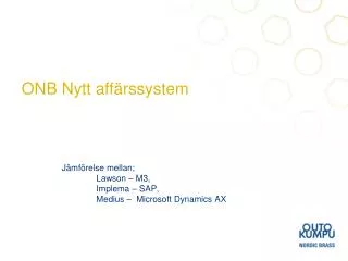 ONB Nytt affärssystem