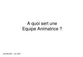 a quoi sert une equipe animatrice