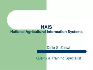 NAIS National Agricultural Information Systems