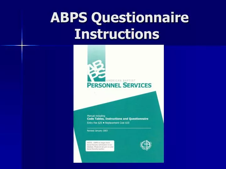 abps questionnaire instructions