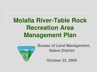 Molalla River-Table Rock Recreation Area Management Plan