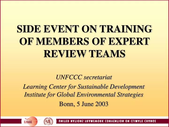 side event on training of members of expert review teams