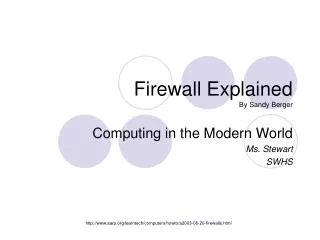 Firewall Explained By Sandy Berger