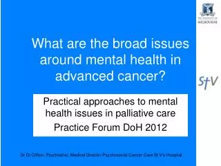 What are the broad issues around mental health in advanced cancer?