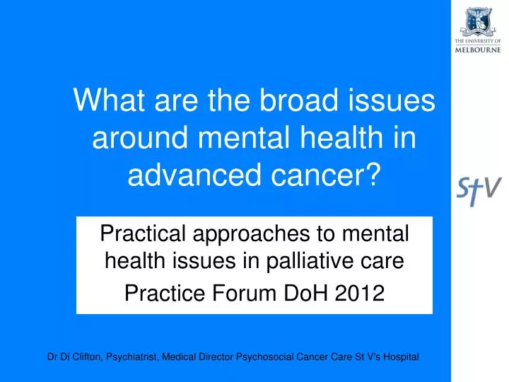 what are the broad issues around mental health in advanced cancer