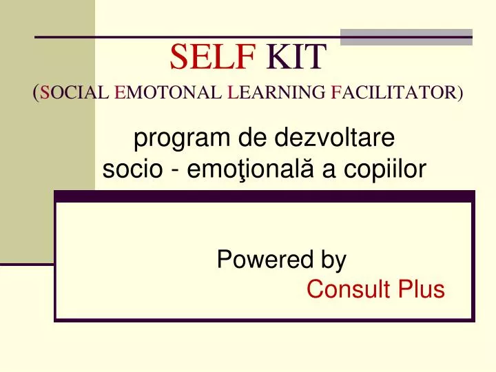 self kit s ocial e motonal l earning f acilitator