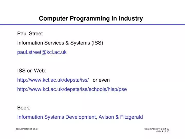 computer programming in industry