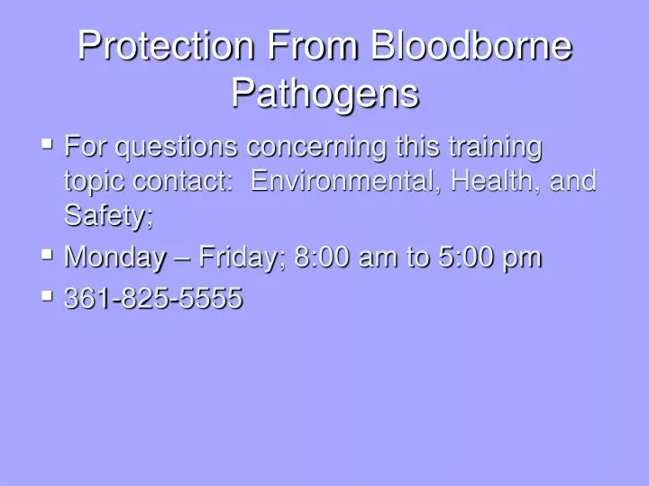 protection from bloodborne pathogens