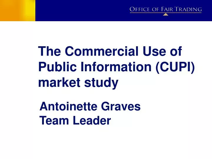 the commercial use of public information cupi market study