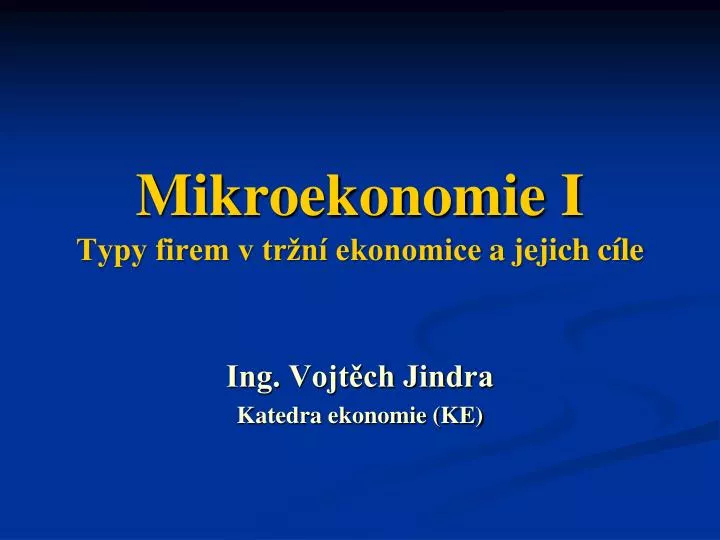 mikroekonomie i typy firem v tr n ekonomice a jejich c le